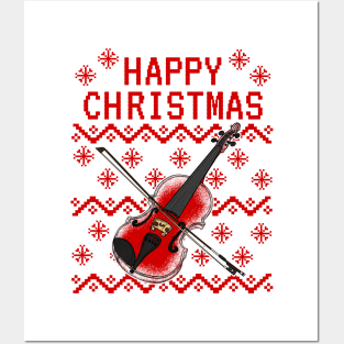 Violin Ugly Christmas Violinist Musician Posters and Art